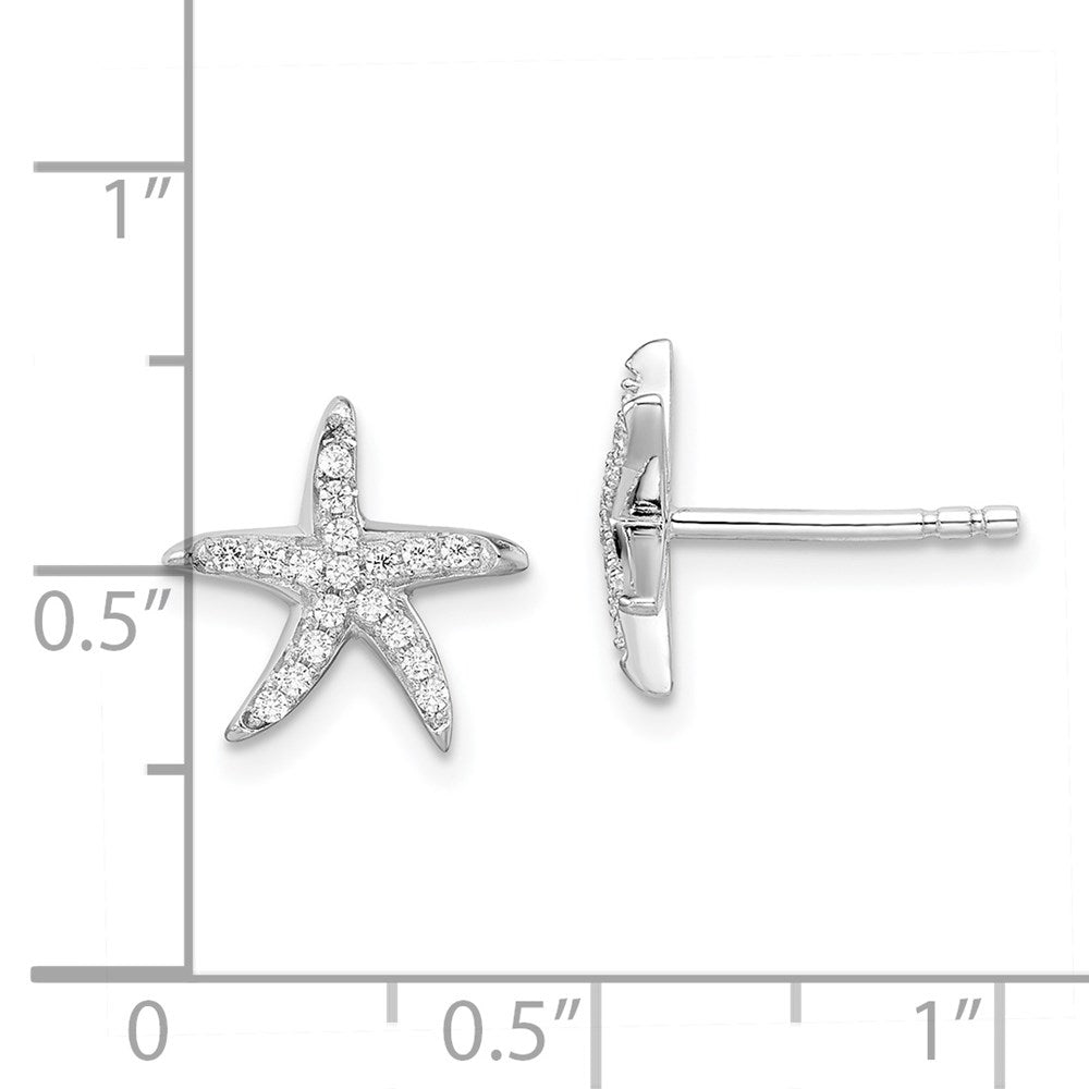 Brilliant Embers Sterling Silver Rhodium-plated 336 Stone Micro PavÇ CZ Starfish Post Earrings