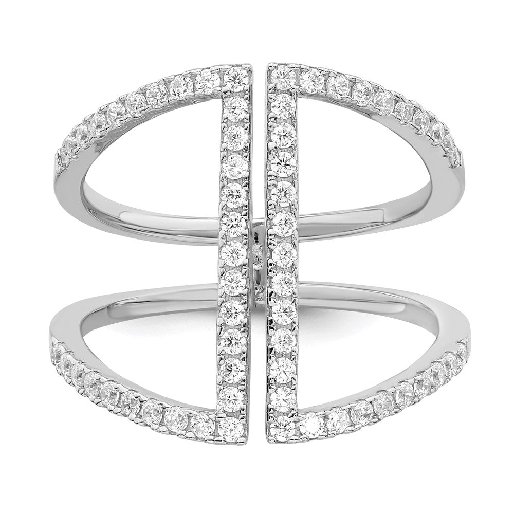 Brilliant Embers Sterling Silver Rhodium-plated 62 Stone Micro PavÇ CZ Ring