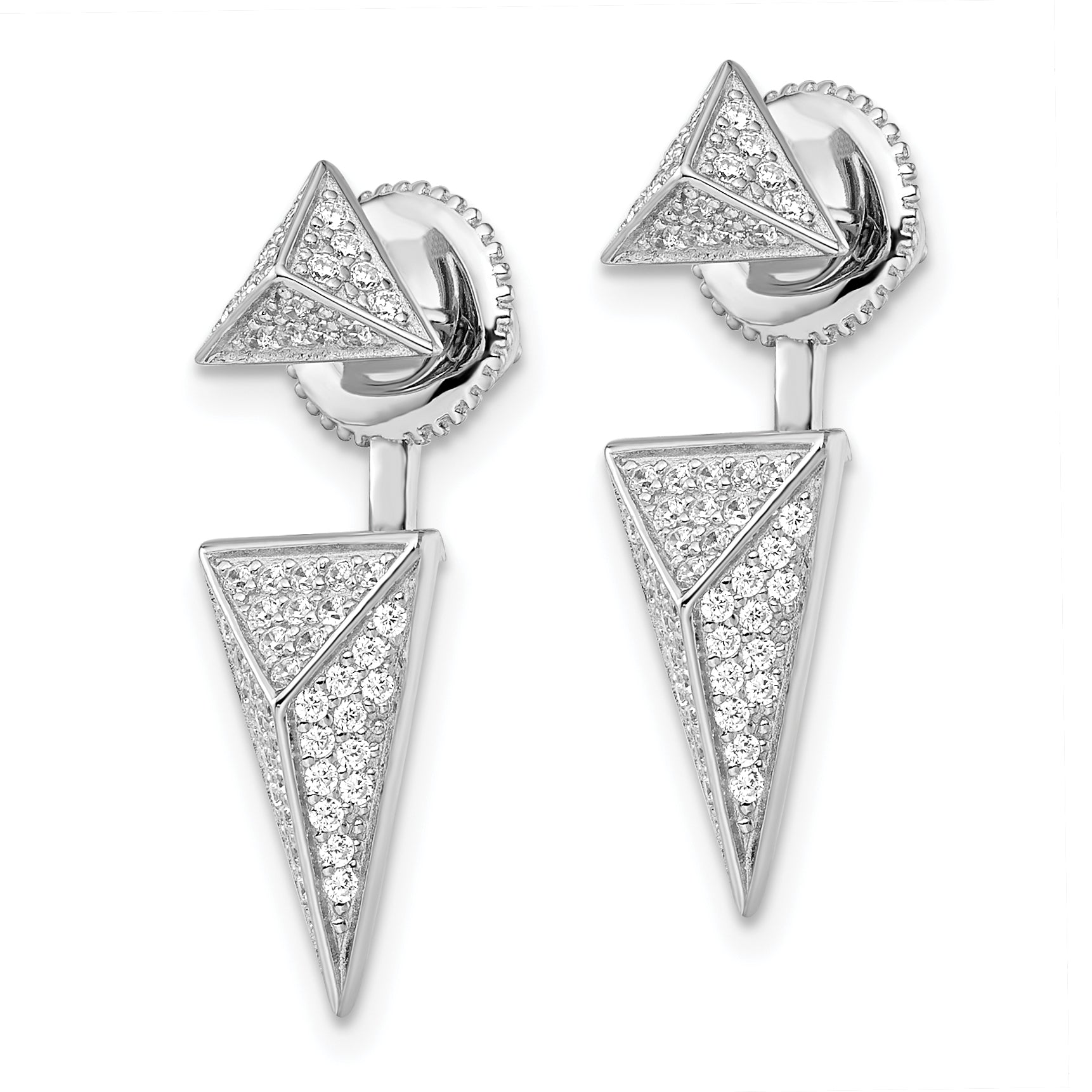 Brilliant Embers Sterling Silver Rhodium-plated 104 Stone Micro PavÇ CZ Convertible Back Earrings