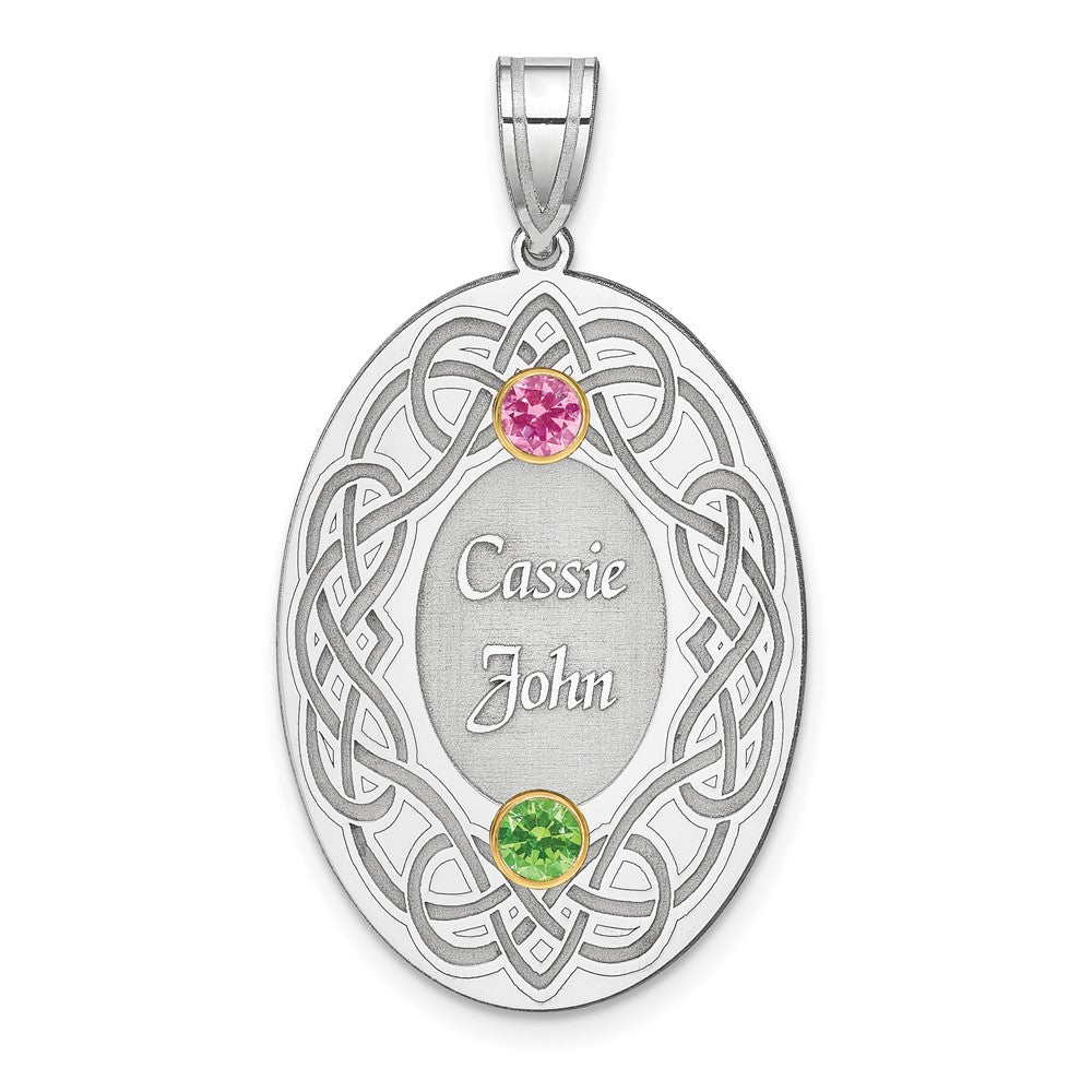 Sterling Silver Rhodium-plated/14k Bezel Crystal Family Pendant