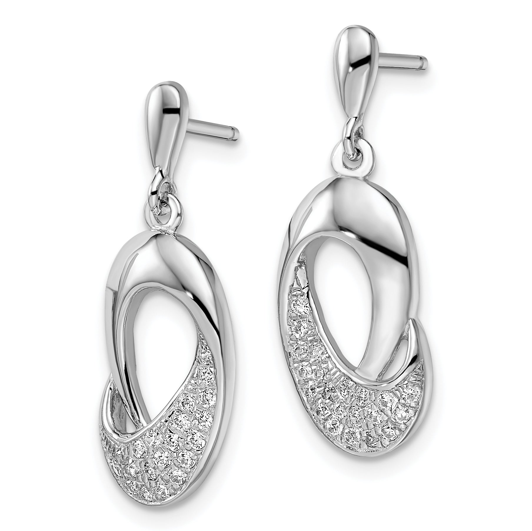 Brilliant Embers Sterling Silver Rhodium-plated 42 Stone Micro PavÇ CZ Dangle Post Earrings
