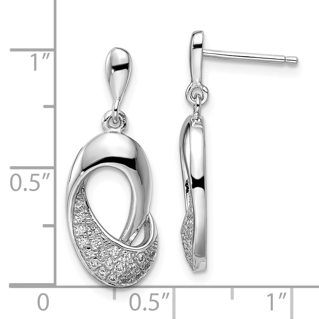 Brilliant Embers Sterling Silver Rhodium-plated 42 Stone Micro PavÇ CZ Dangle Post Earrings