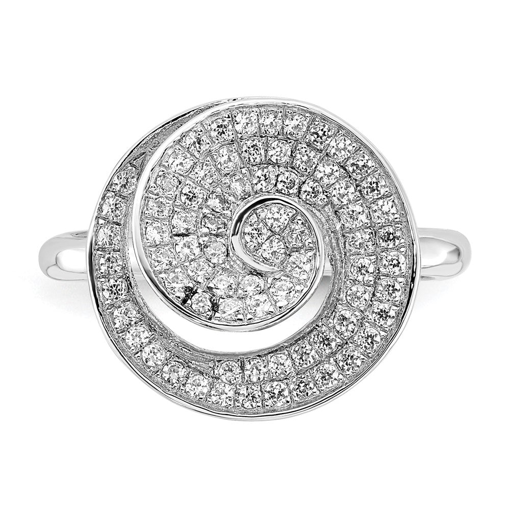 Sterling Silver & CZ Brilliant Embers Swirl Circle Ring