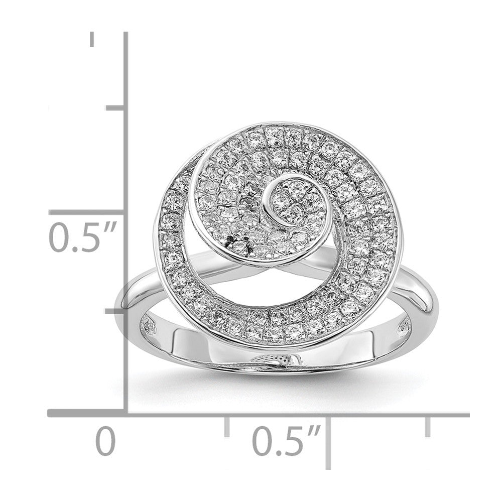 Sterling Silver & CZ Brilliant Embers Swirl Circle Ring