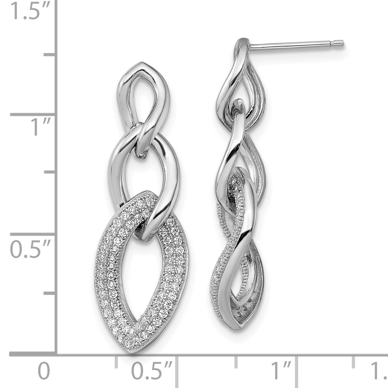 Brilliant Embers Sterling Silver Rhodium-plated 132 Stone Micro PavÇ CZ Dangle Post Earrings