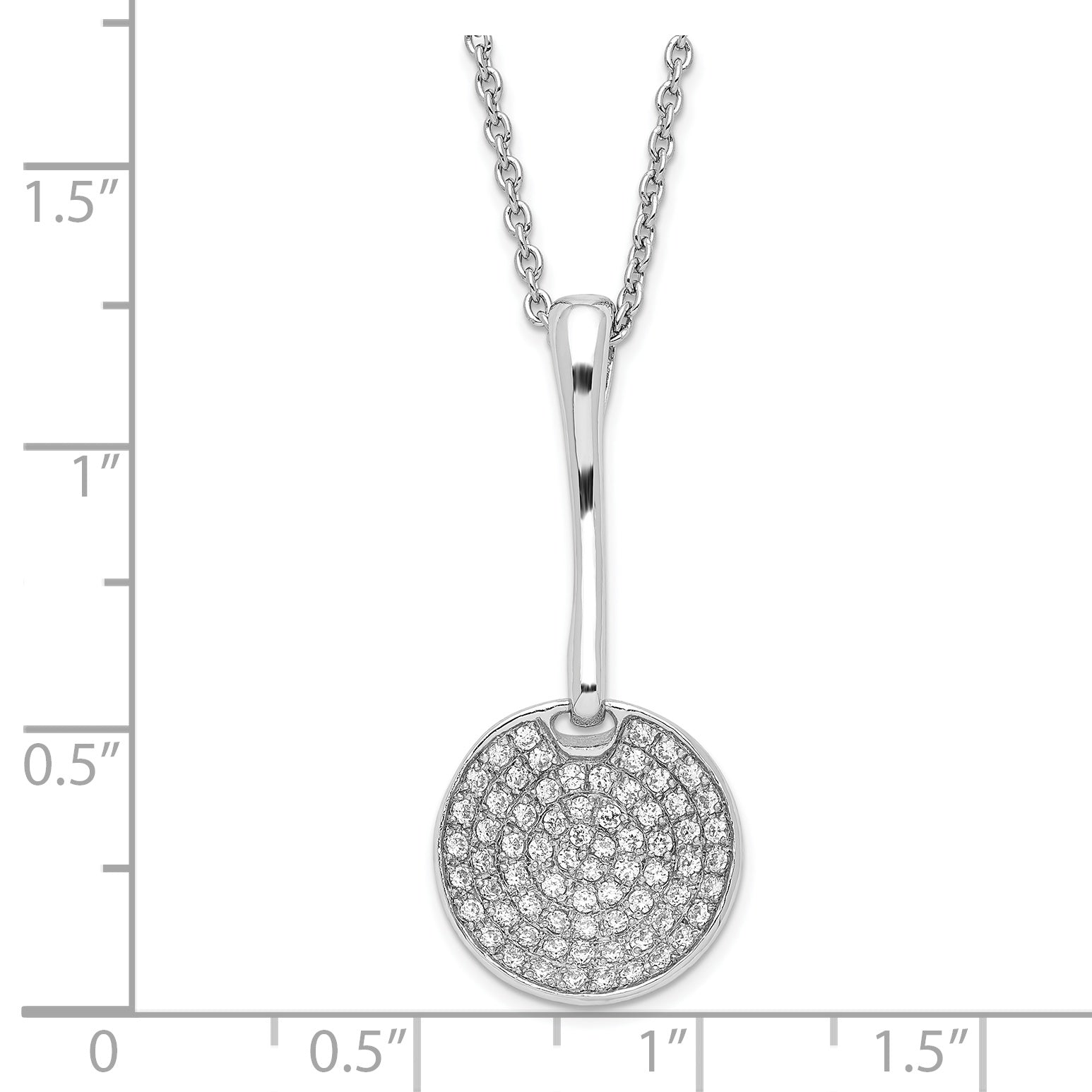 Brilliant Embers Sterling Silver Polished CZ Circle w/ 2in ext Necklace