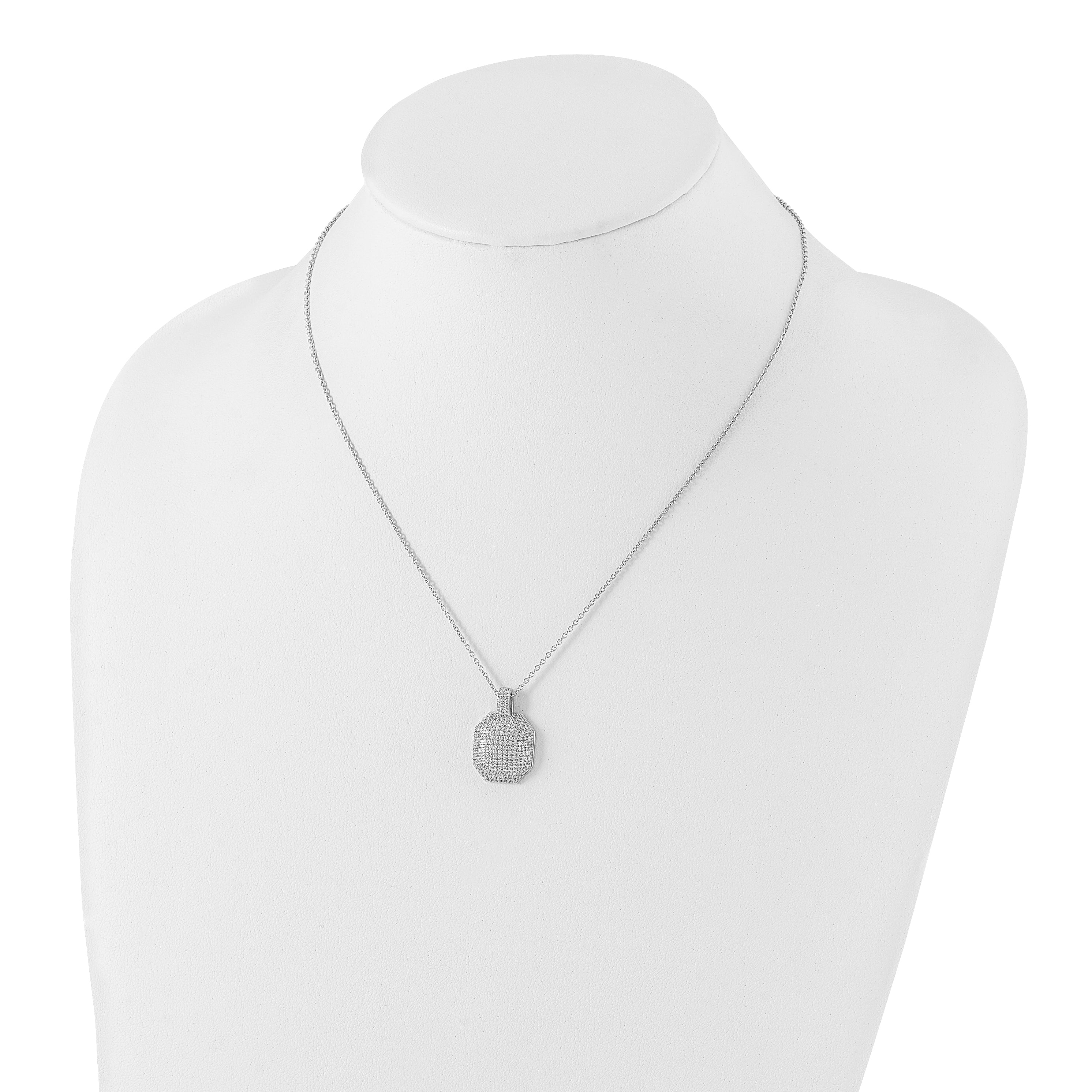 Sterling Silver & CZ Brilliant Embers Polished Fancy Necklace