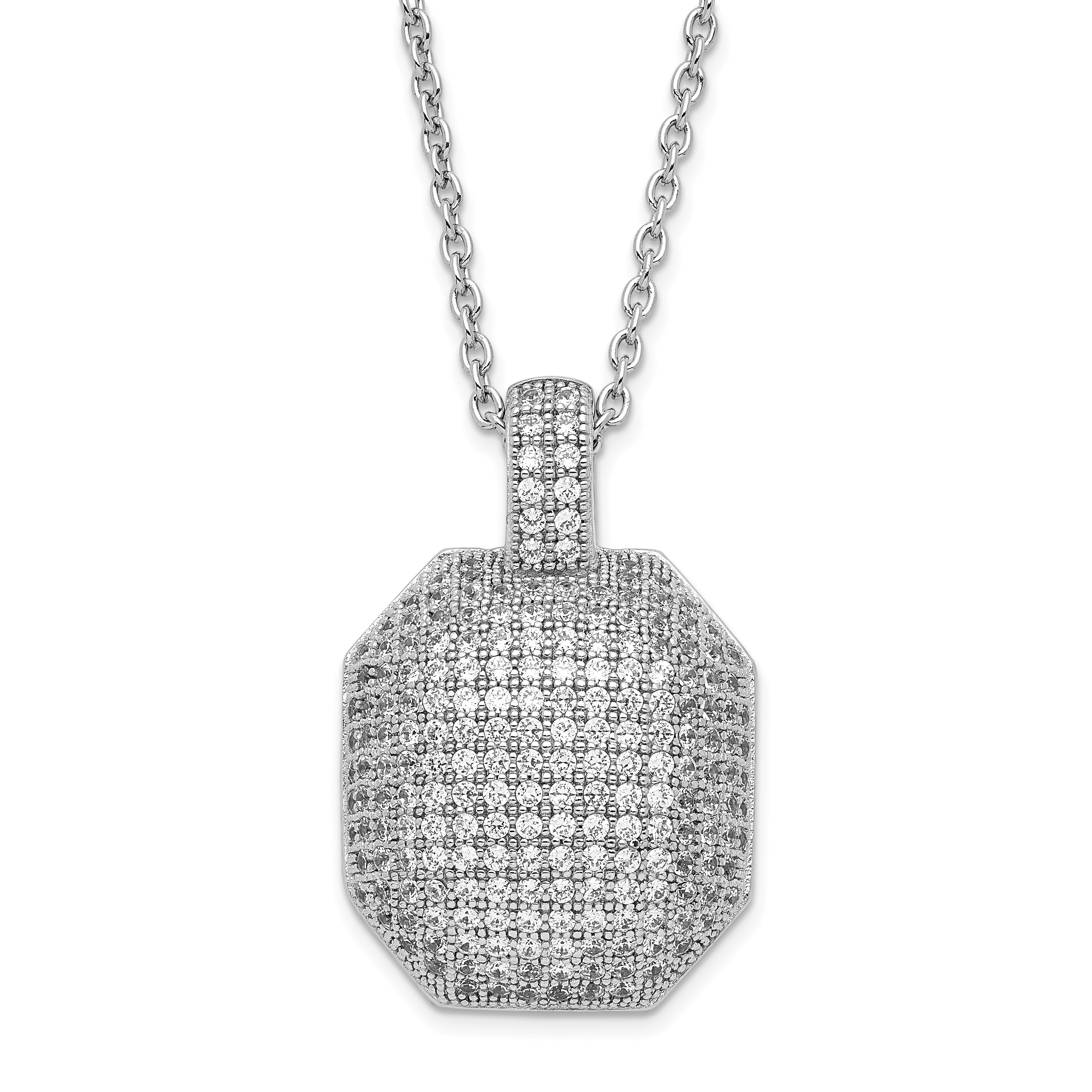 Sterling Silver & CZ Brilliant Embers Polished Fancy Necklace