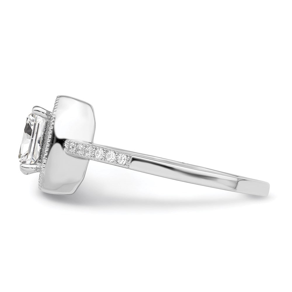 Brilliant Embers Sterling Silver Rhodium-plated 37 Stone Halo Micro PavÇ CZ Ring