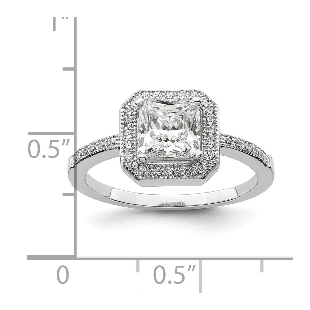 Brilliant Embers Sterling Silver Rhodium-plated 37 Stone Halo Micro PavÇ CZ Ring
