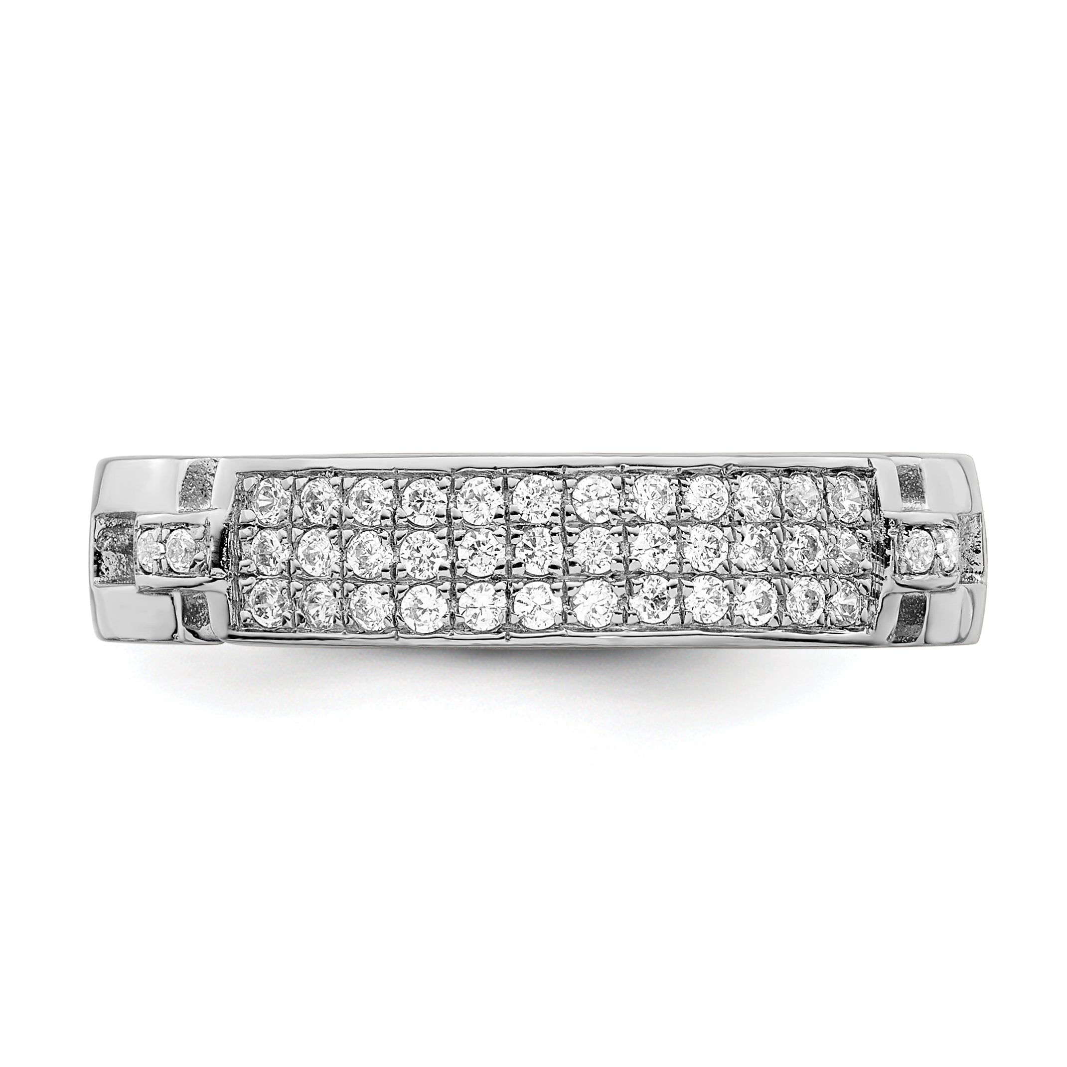 Brilliant Embers Sterling Silver Rhodium-plated 40 Stone Micro PavÇ CZ Ring