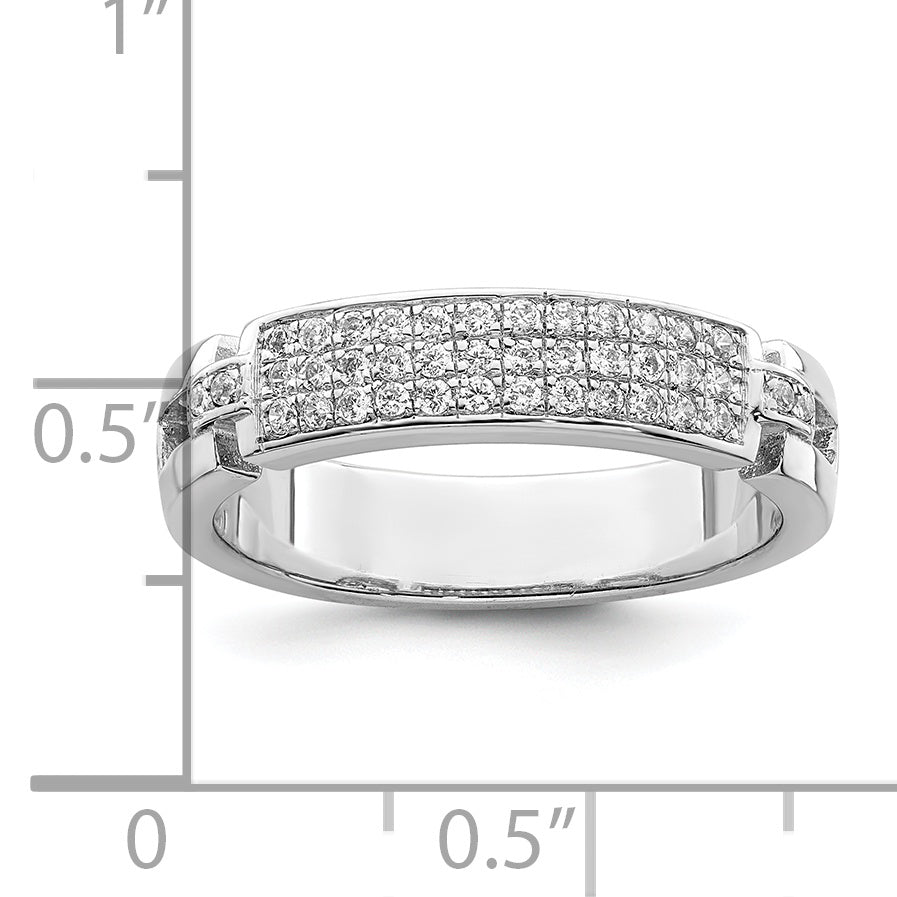 Brilliant Embers Sterling Silver Rhodium-plated 40 Stone Micro PavÇ CZ Ring