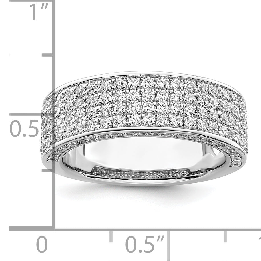 Brilliant Embers Sterling Silver Rhodium-plated 142 Stone Micro PavÇ CZ Ring