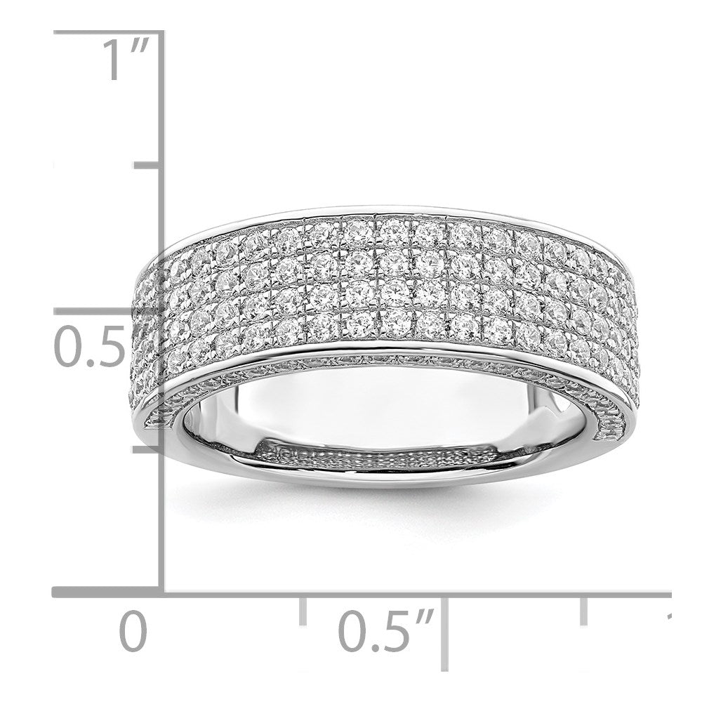 Brilliant Embers Sterling Silver Rhodium-plated 142 Stone Micro PavÇ CZ Ring