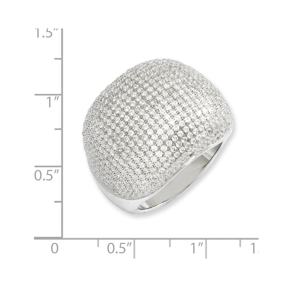 Sterling Silver & CZ Brilliant Embers Polished Domed Ring
