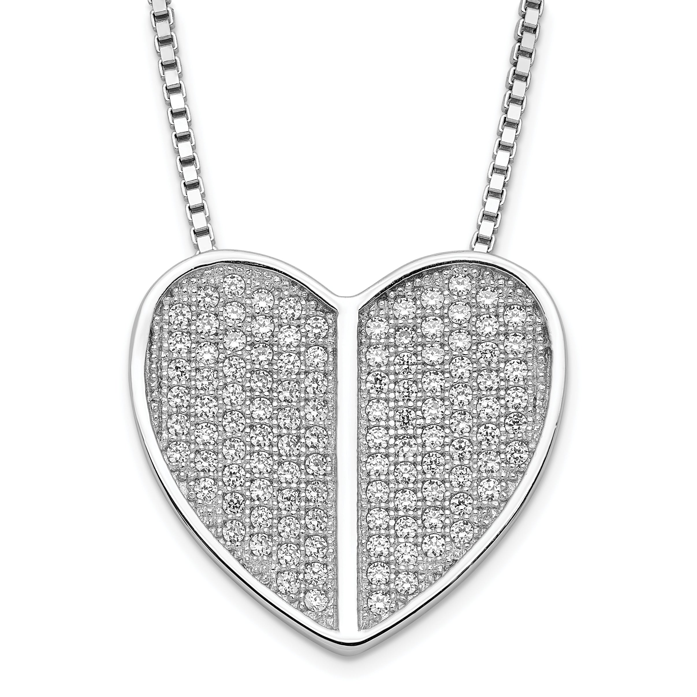 Sterling Silver & CZ Brilliant Embers Heart Necklace