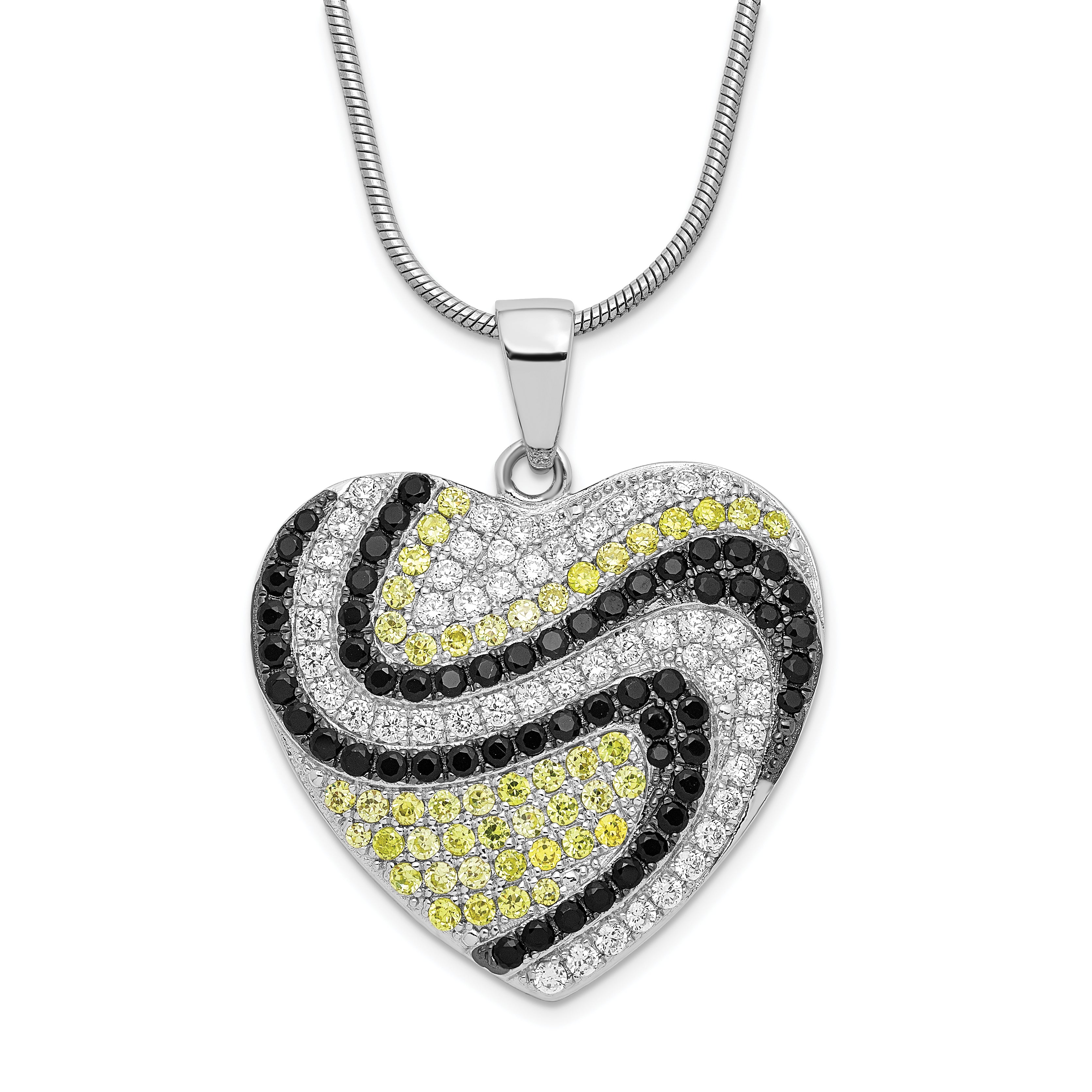 Sterling Silver & CZ Brilliant Embers Heart Necklace