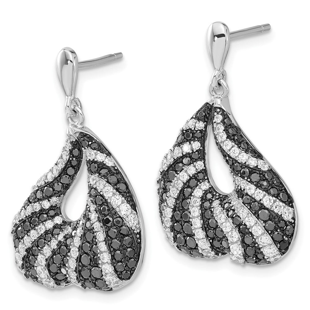 Brilliant Embers Sterling Silver Black & Clear CZ Fancy Dangle Earrings