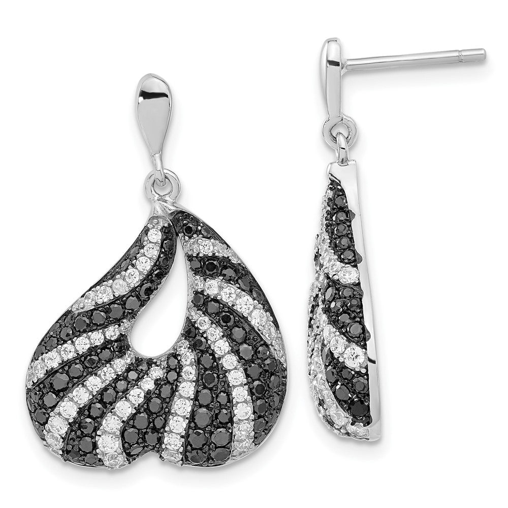 Brilliant Embers Sterling Silver Black & Clear CZ Fancy Dangle Earrings