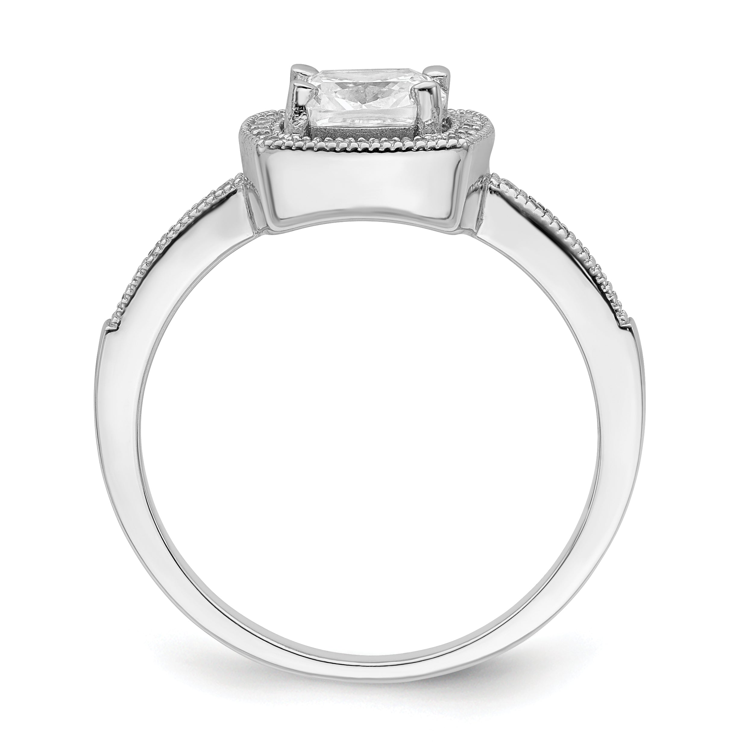 Brilliant Embers Sterling Silver Rhodium-plated 37 Stone Halo Micro PavÇ CZ Ring