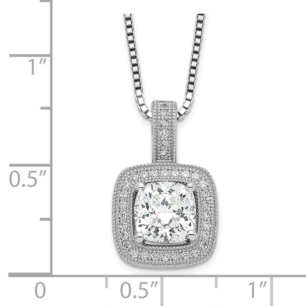 Brilliant Embers Sterling Silver Rhodium-plated 35 Stone 18 inch Halo Micro PavÇ CZ Necklace with 2 Inch Extender