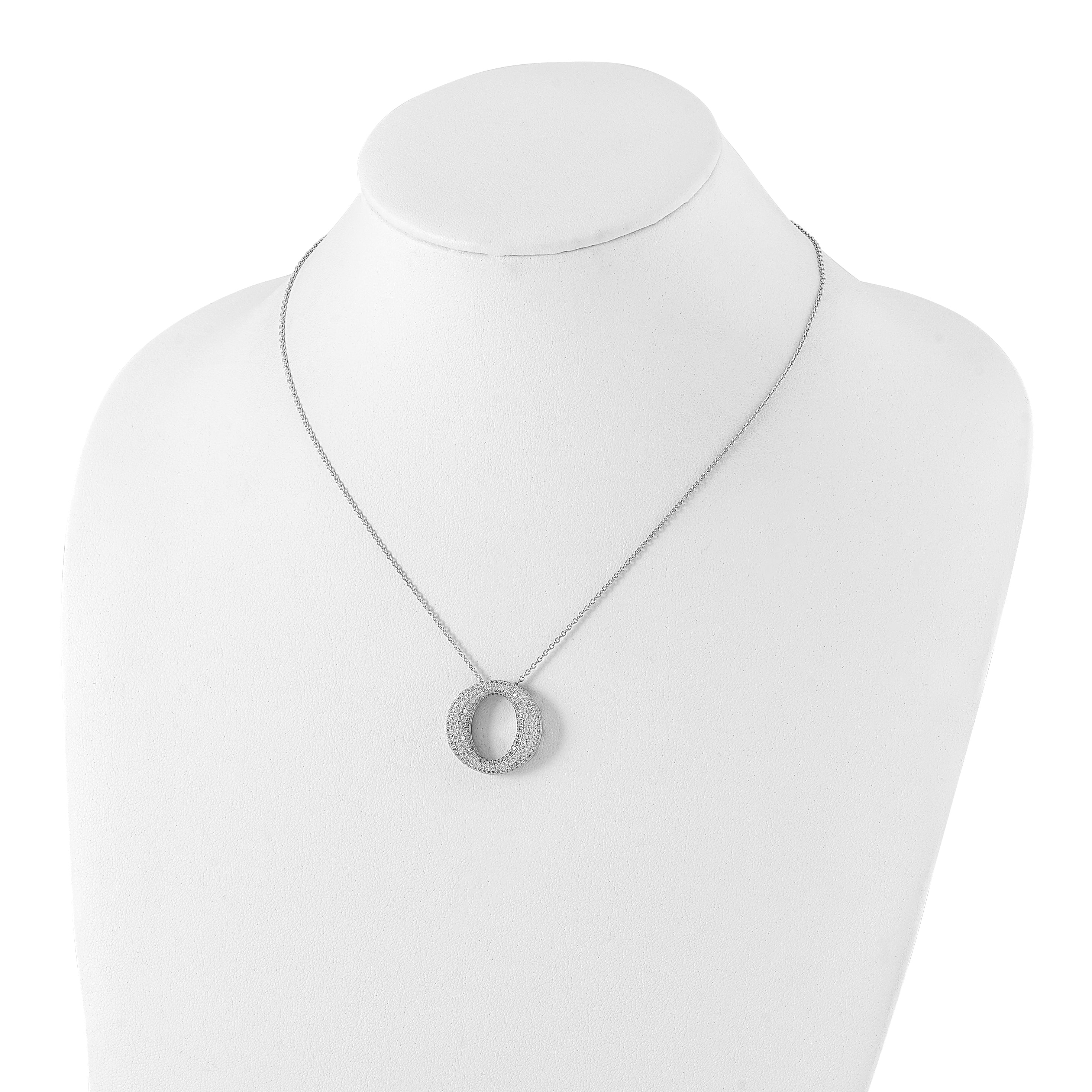 Sterling Silver & CZ Brilliant Embers Circle Necklace