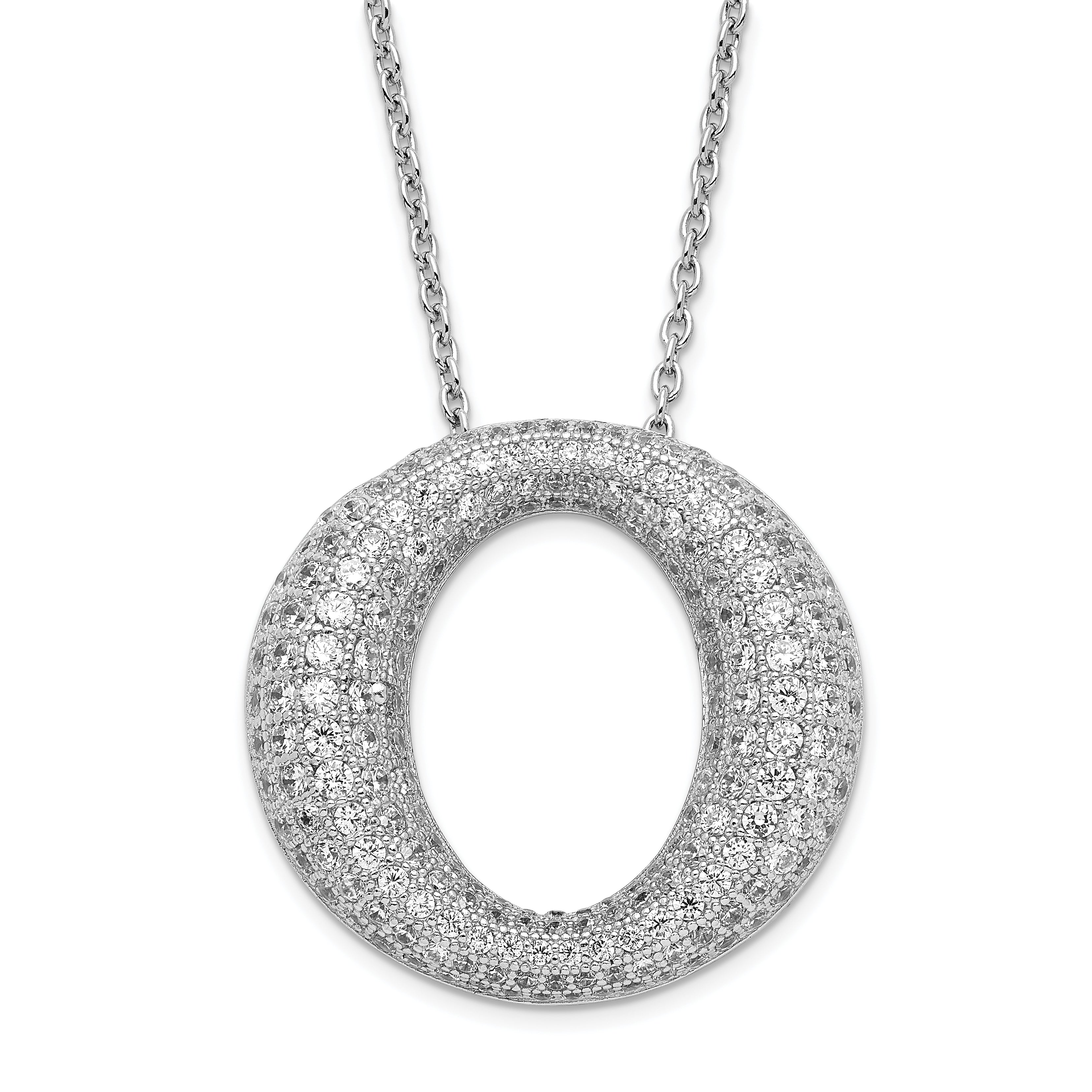 Sterling Silver & CZ Brilliant Embers Circle Necklace