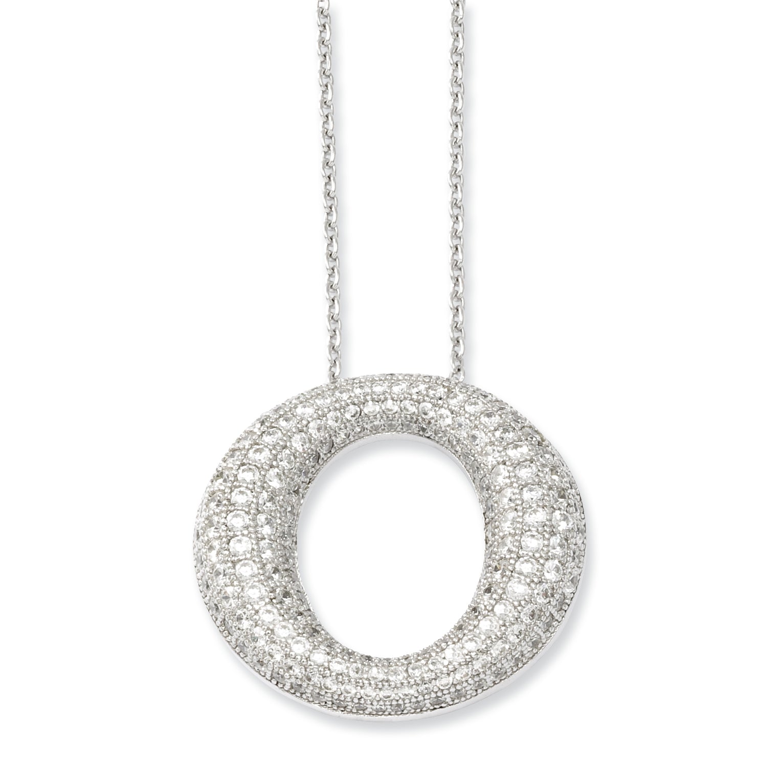 Sterling Silver & CZ Brilliant Embers Circle Necklace