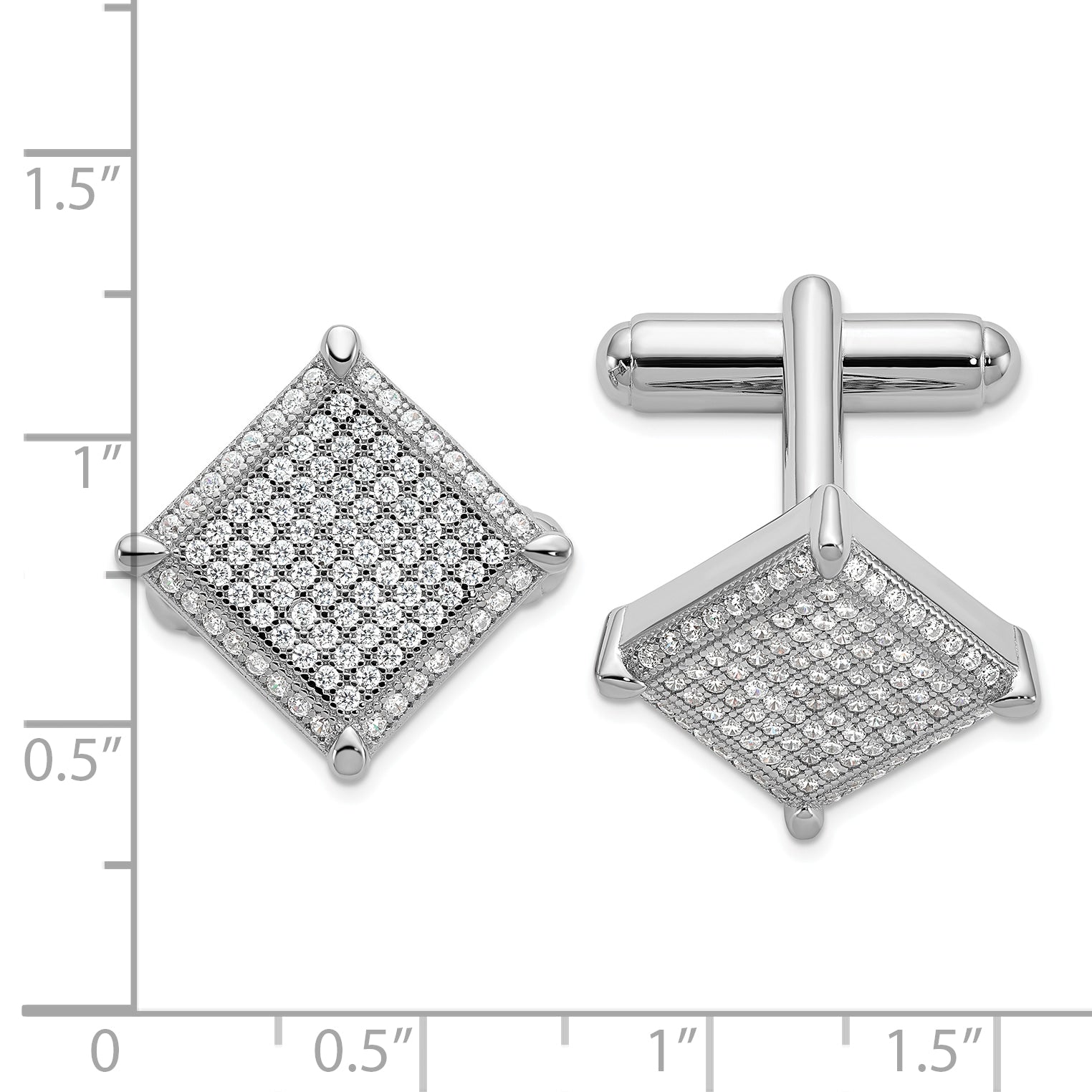 Brilliant Embers Sterling Silver Rhodium-plated 192 Stone Micro PavÇ CZ Cufflinks