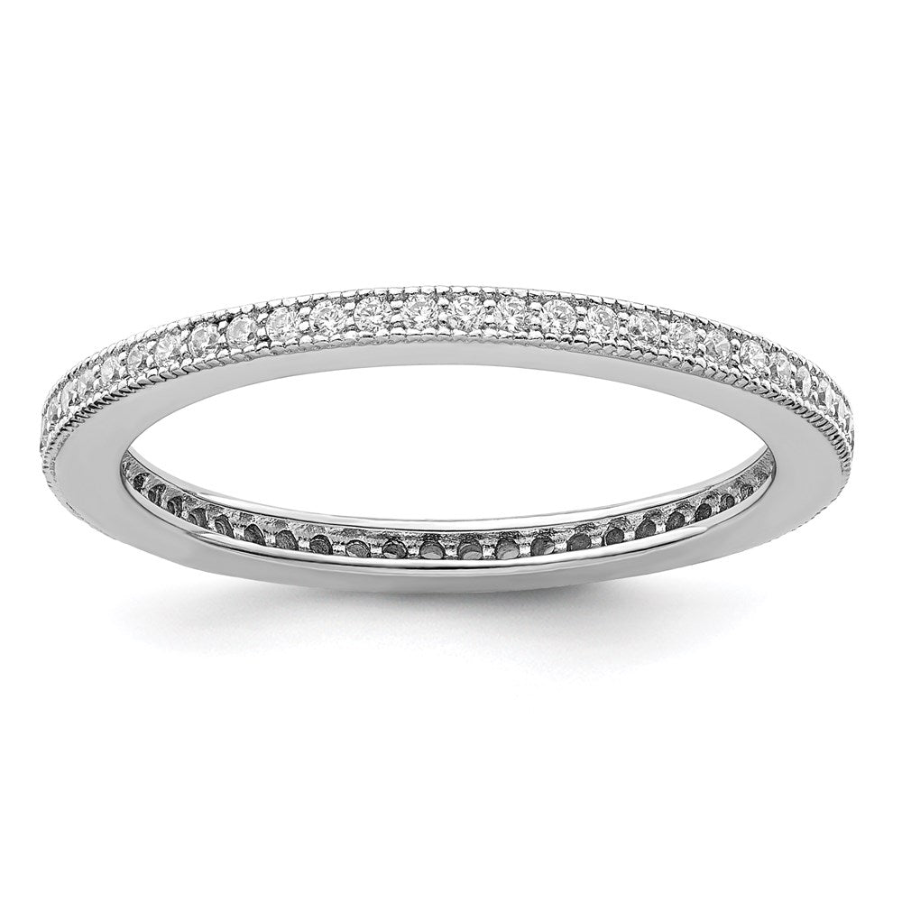 Brilliant Embers Sterling Silver Rhodium-plated 60 Stone Micro PavÇ CZ Ring