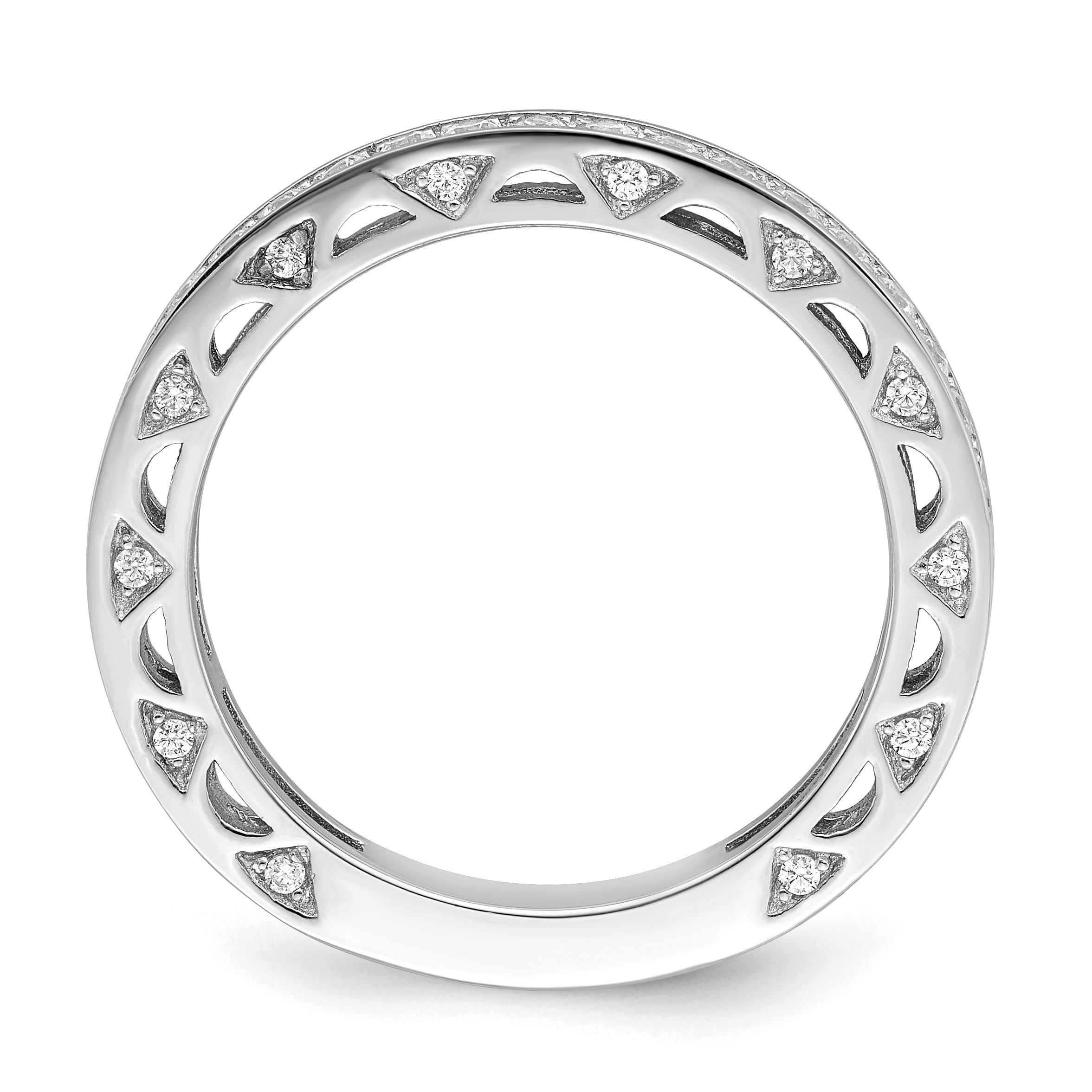 Brilliant Embers Sterling Silver Rhodium-plated 59 Stone Micro PavÇ CZ Ring