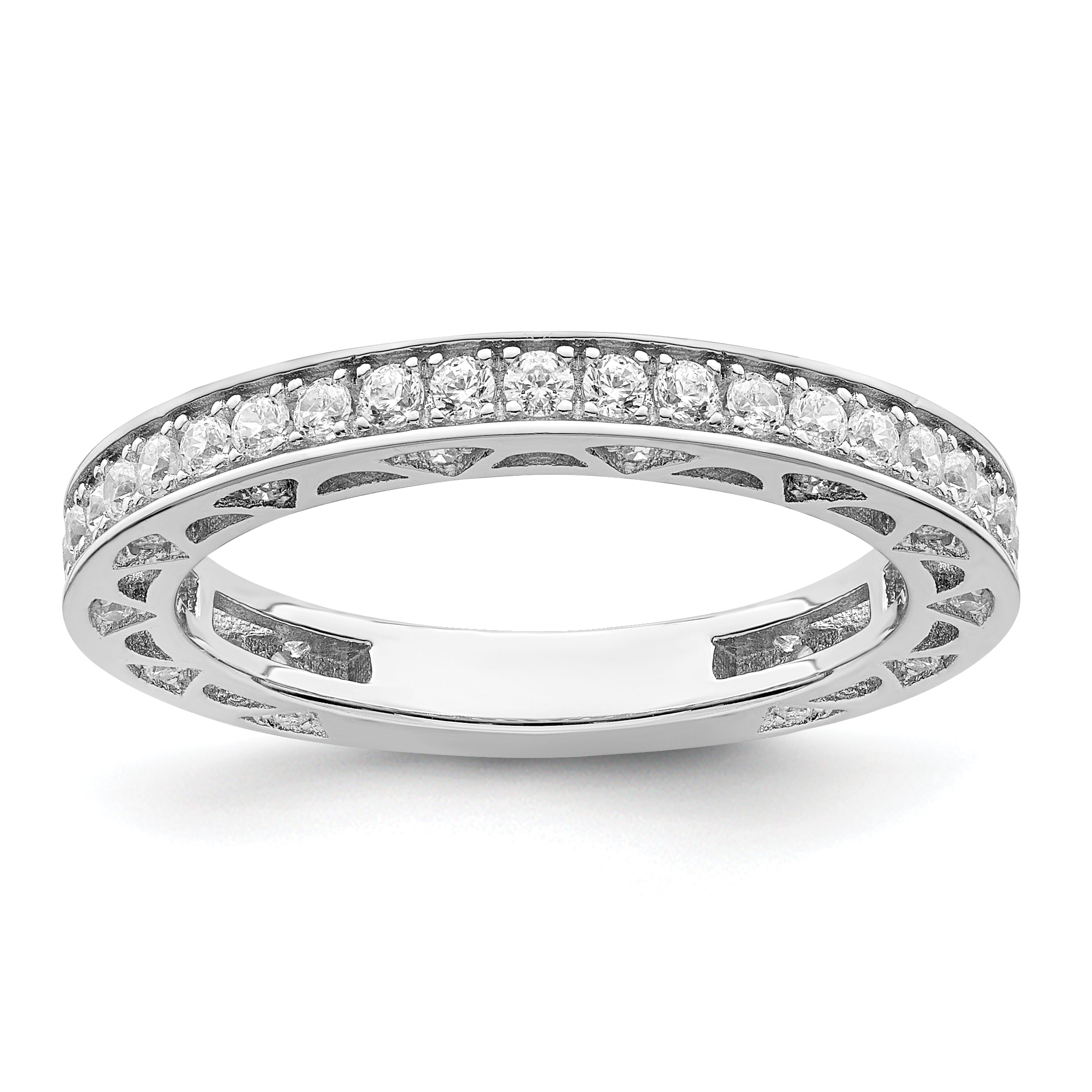 Brilliant Embers Sterling Silver Rhodium-plated 59 Stone Micro PavÇ CZ Ring