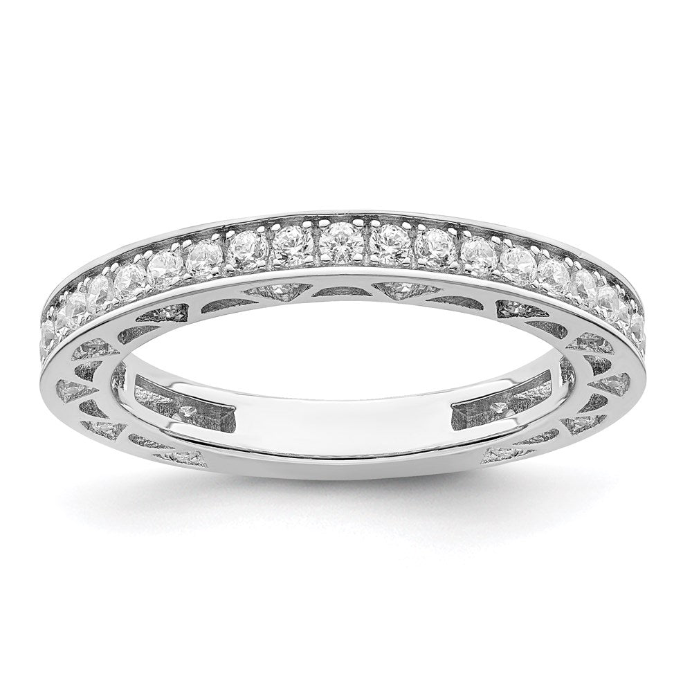 Brilliant Embers Sterling Silver Rhodium-plated 59 Stone Micro PavΓ CZ Ring