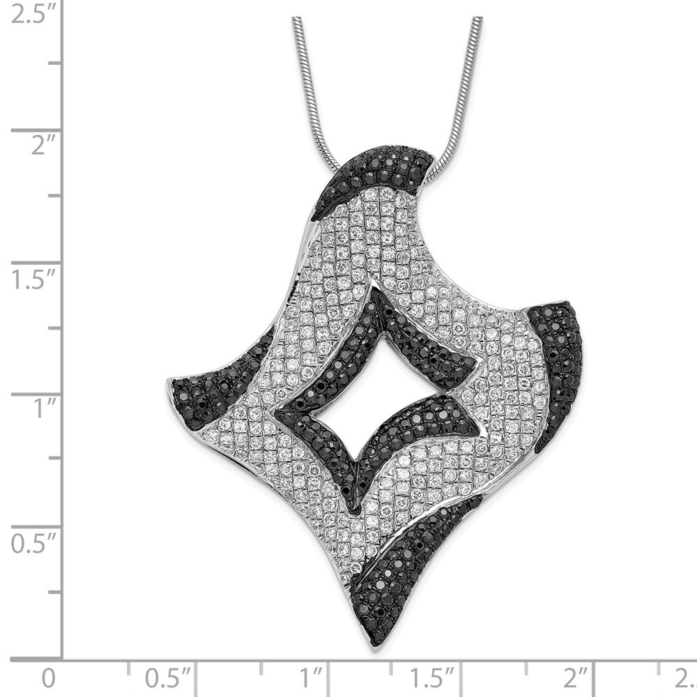 Sterling Silver Black & Clear CZ Brilliant Embers Necklace