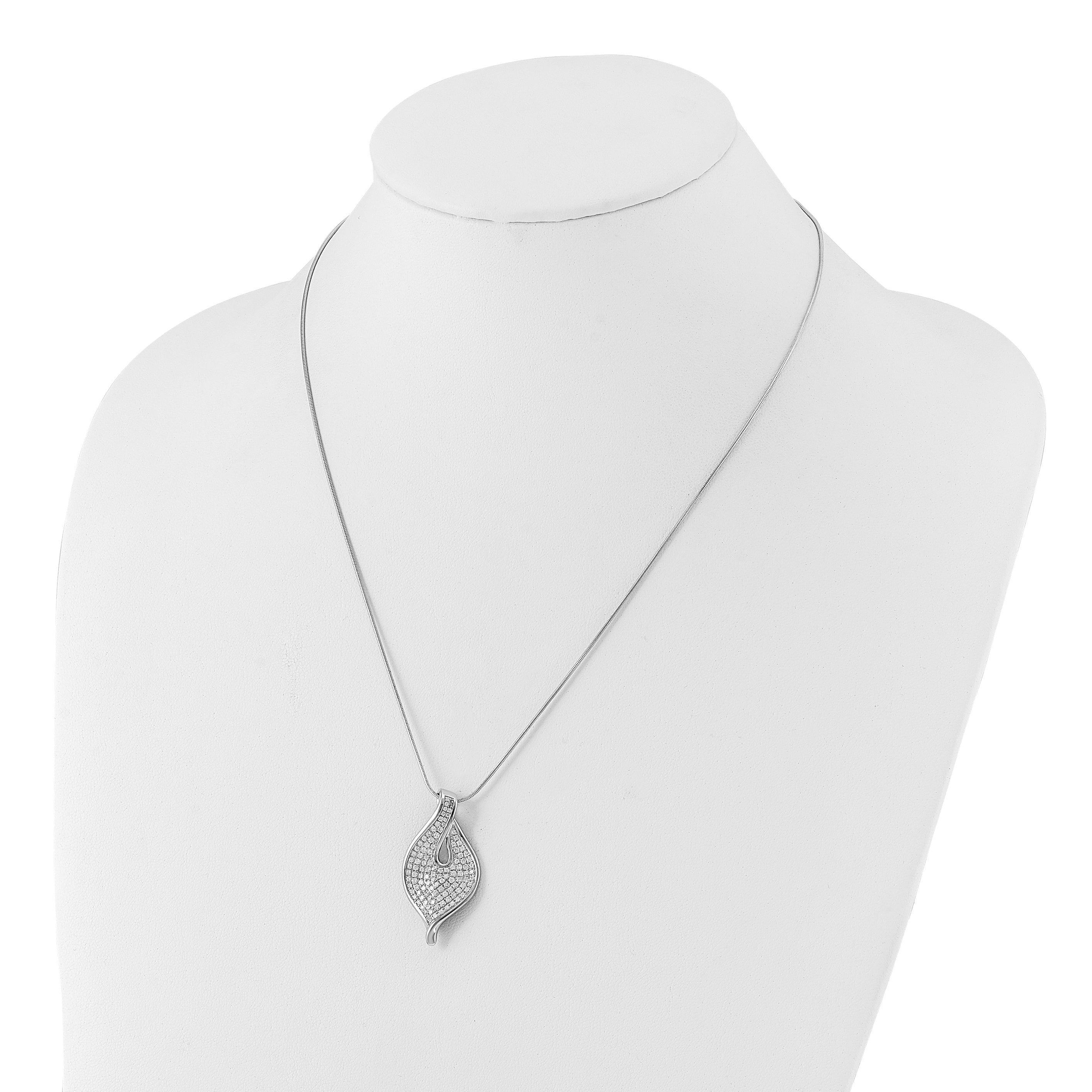 Sterling Silver Polished CZ w/ 2in ext Necklace