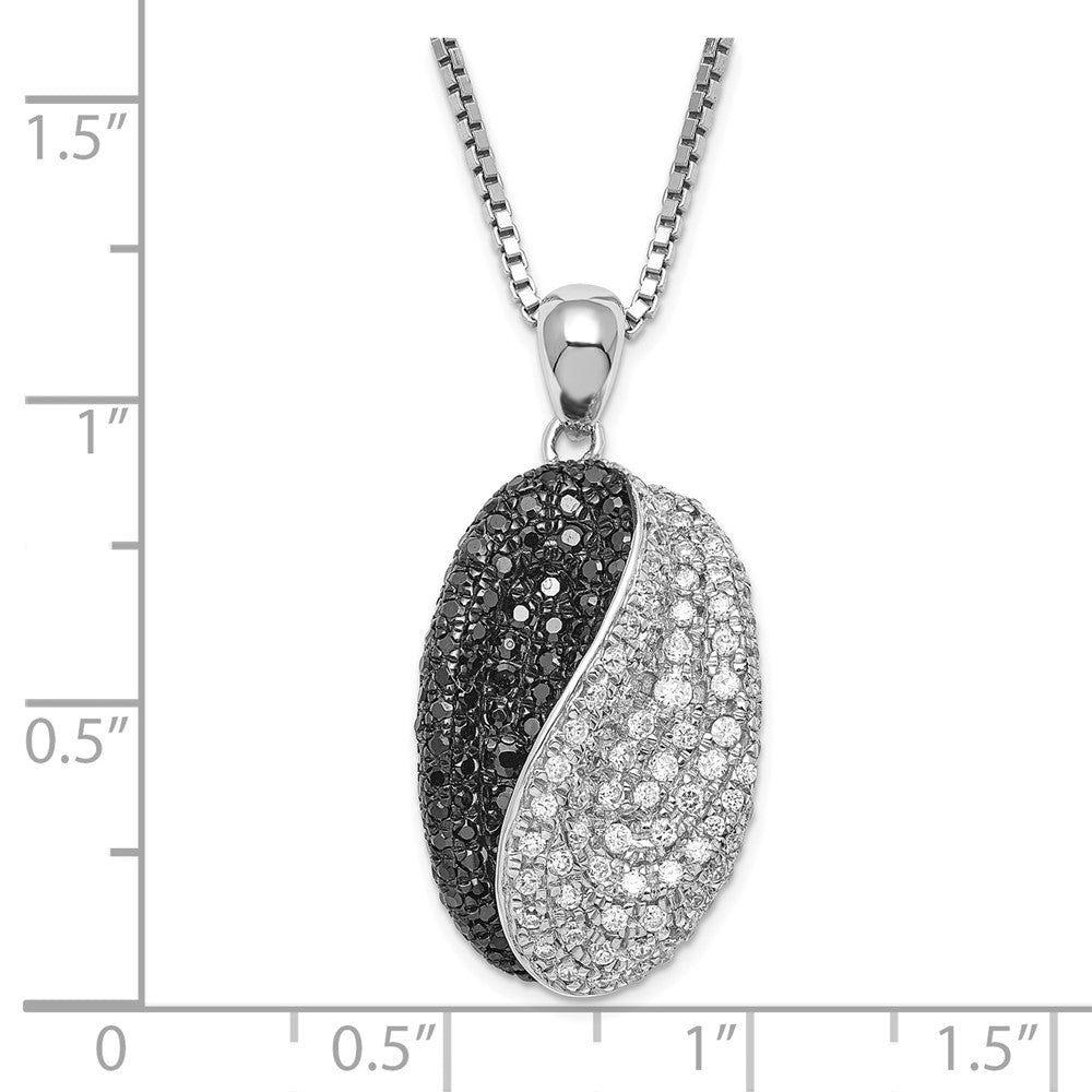 SS Black & Clear CZ Brilliant Embers Fancy Oval w/ 2in ext Necklace