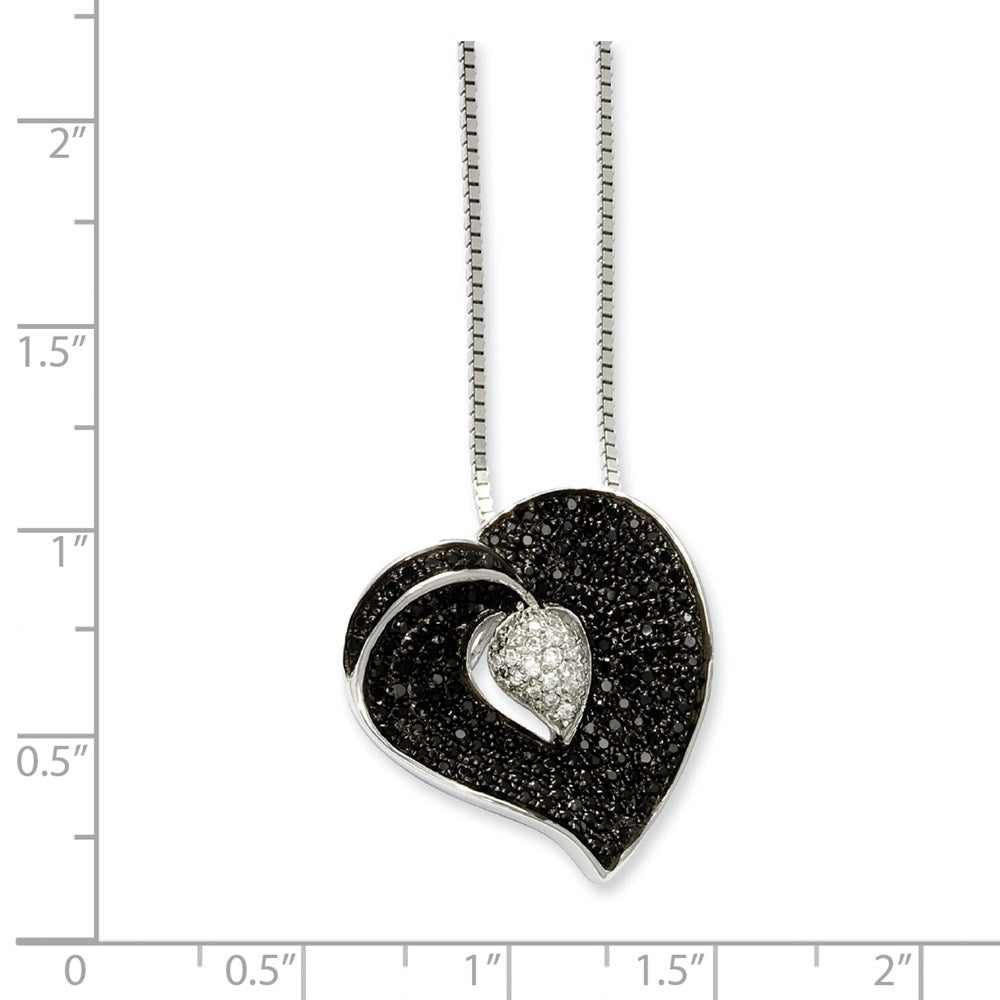 Sterling Silver & CZ Brilliant Embers Heart Necklace