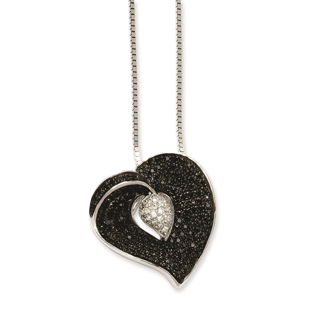Sterling Silver & CZ Brilliant Embers Heart Necklace