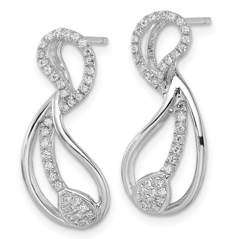 Sterling Silver & CZ Brilliant Embers Fancy Teardrop Post Earrings