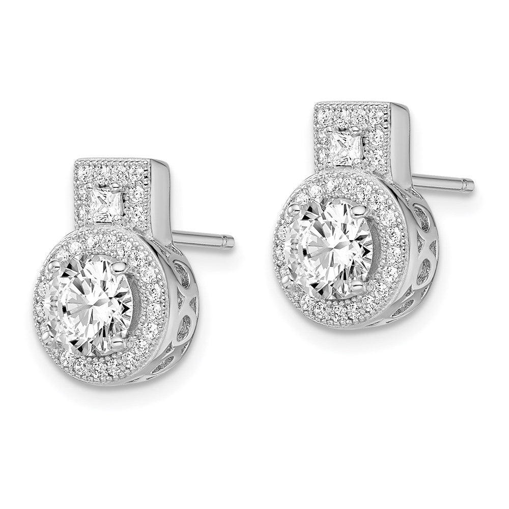 Brilliant Embers Sterling Silver Rhodium-plated 62 Stone Micro PavÇ Halo CZ Earrings