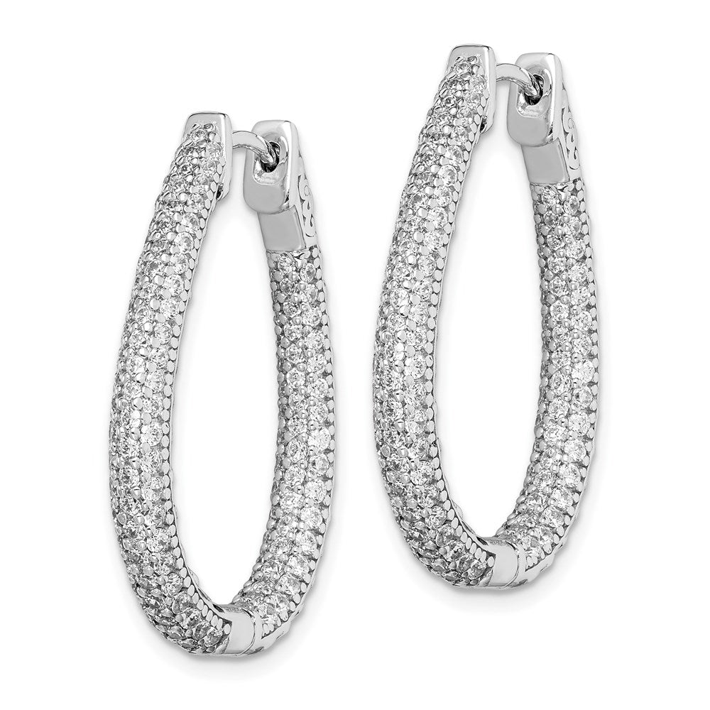 Sterling Shimmer Sterling Silver Rhodium-plated 242 Stone PavÇ 1.2mm-1.5mm CZ In and Out Teardrop Hinged Hoop Earrings