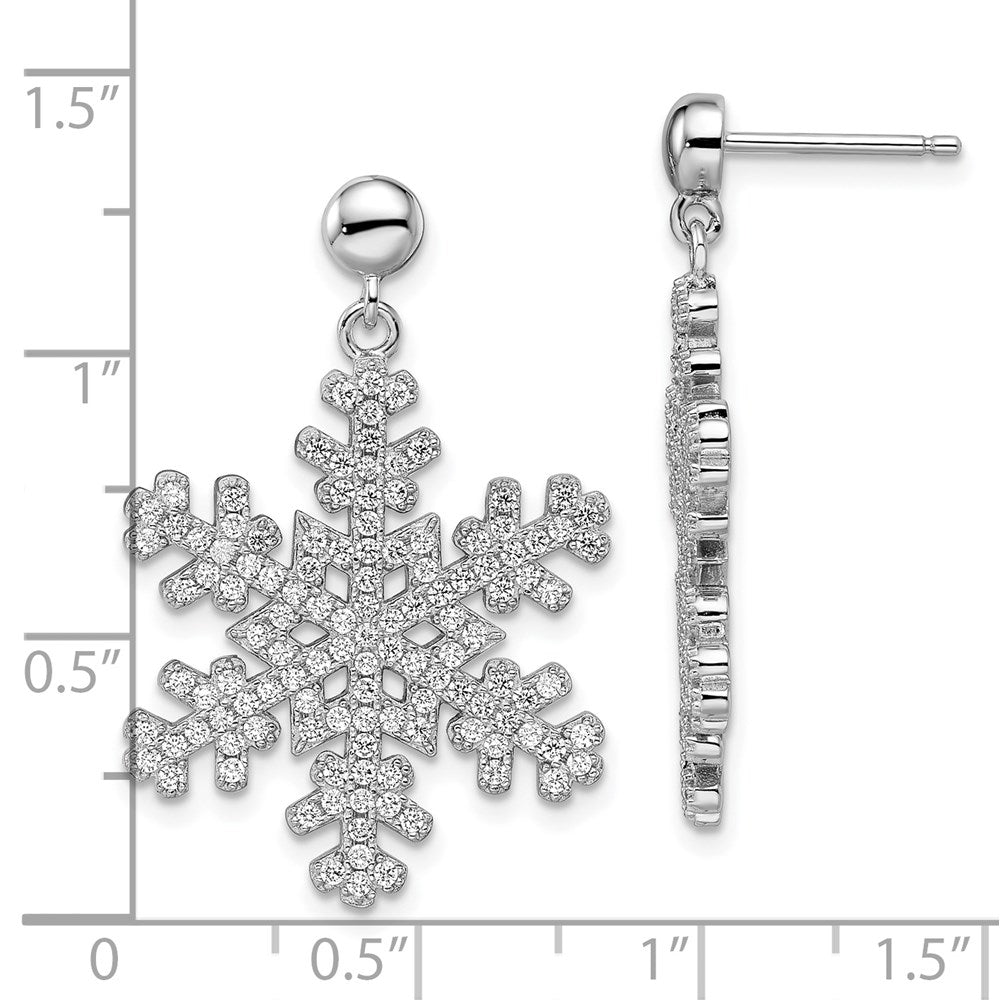 Brilliant Embers Sterling Silver Rhodium-plated 242 Stone Micro PavÇ CZ Snowflake Dangle Post Earrings