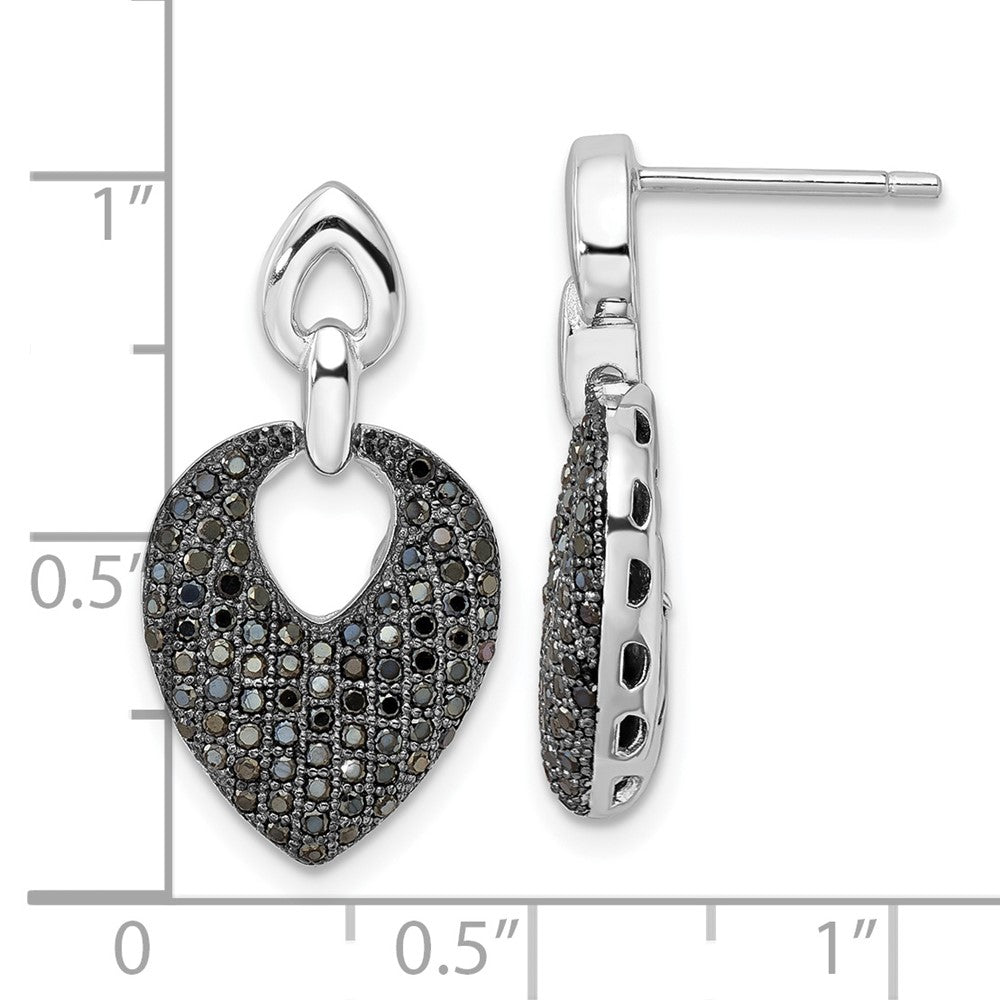 Sterling Silver & Black CZ Brilliant Embers Dangle Post Earrings