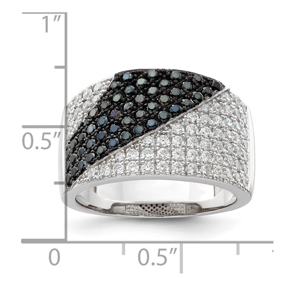 Sterling Silver Black & Clear CZ Brilliant Embers Ring