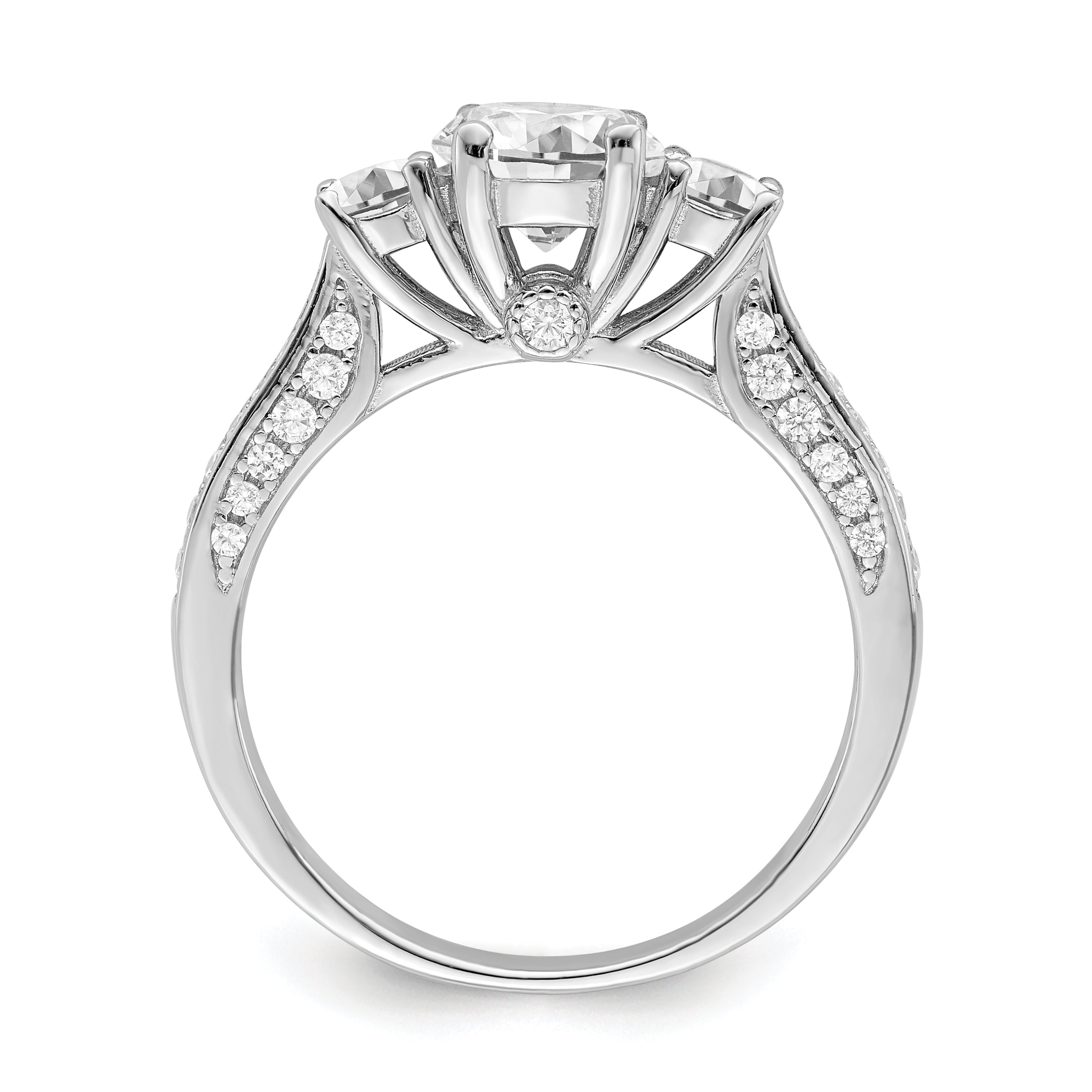 Brilliant Embers Sterling Silver Rhodium-plated 45 Stone Micro PavÇ CZ Ring