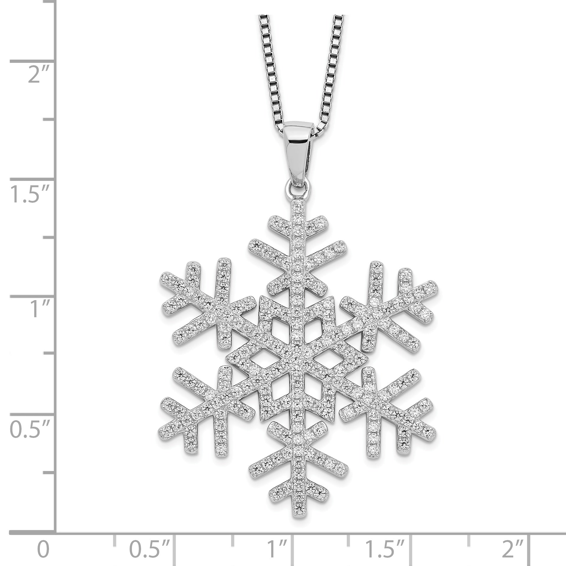 Brilliant Embers Sterling Silver Rhodium-plated 205 Stone 18 inch Micro PavÇ CZ Snowflake Necklace with 2 Inch Extender