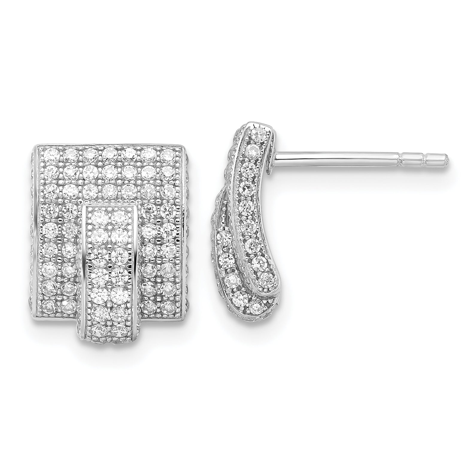 Sterling Silver & Cz Brilliant Embers Post Earrings Qmp861