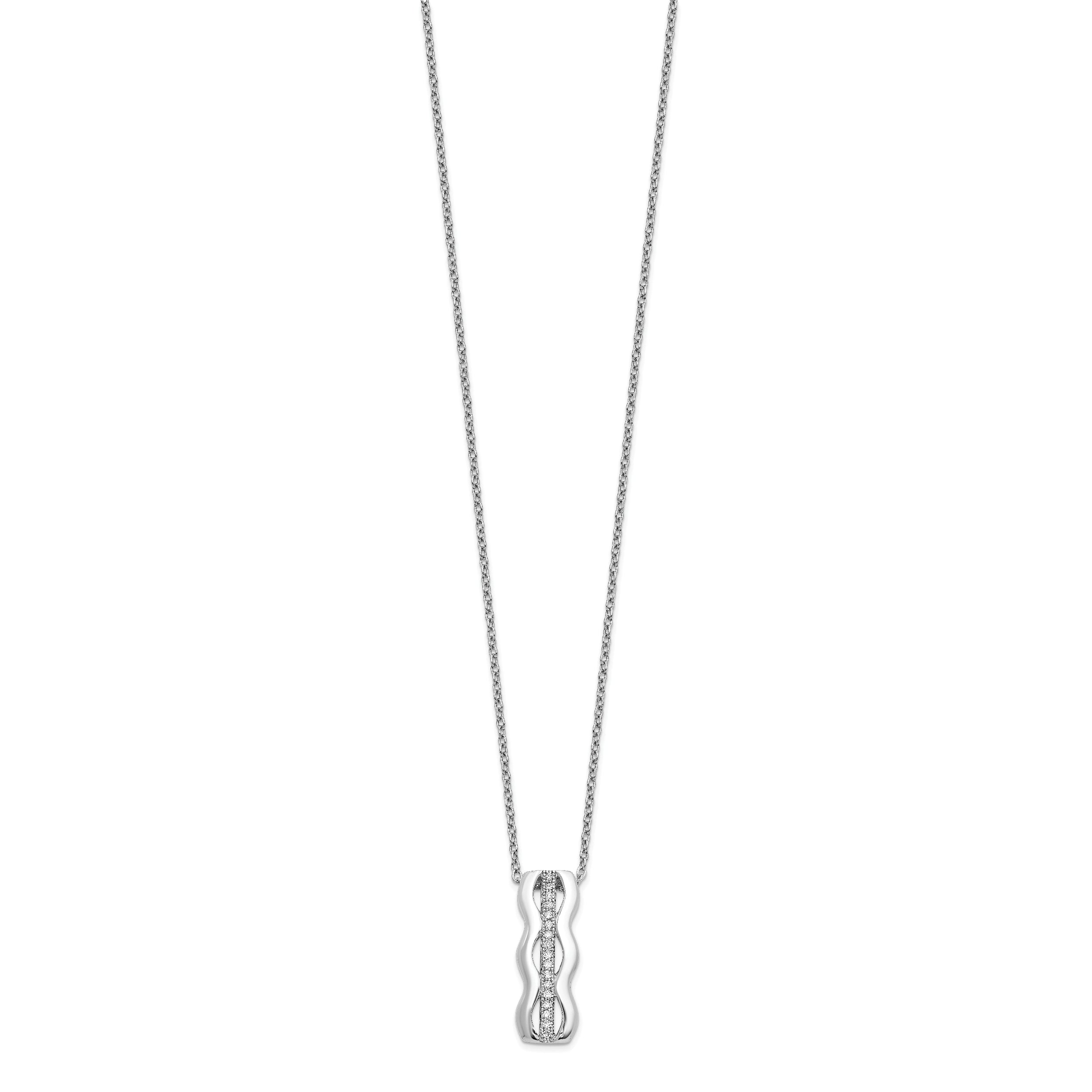 Brilliant Embers Sterling Silver Rhodium-plated 17 Stone 18 inch Micro PavÇ CZ Necklace with 2 Inch Extender