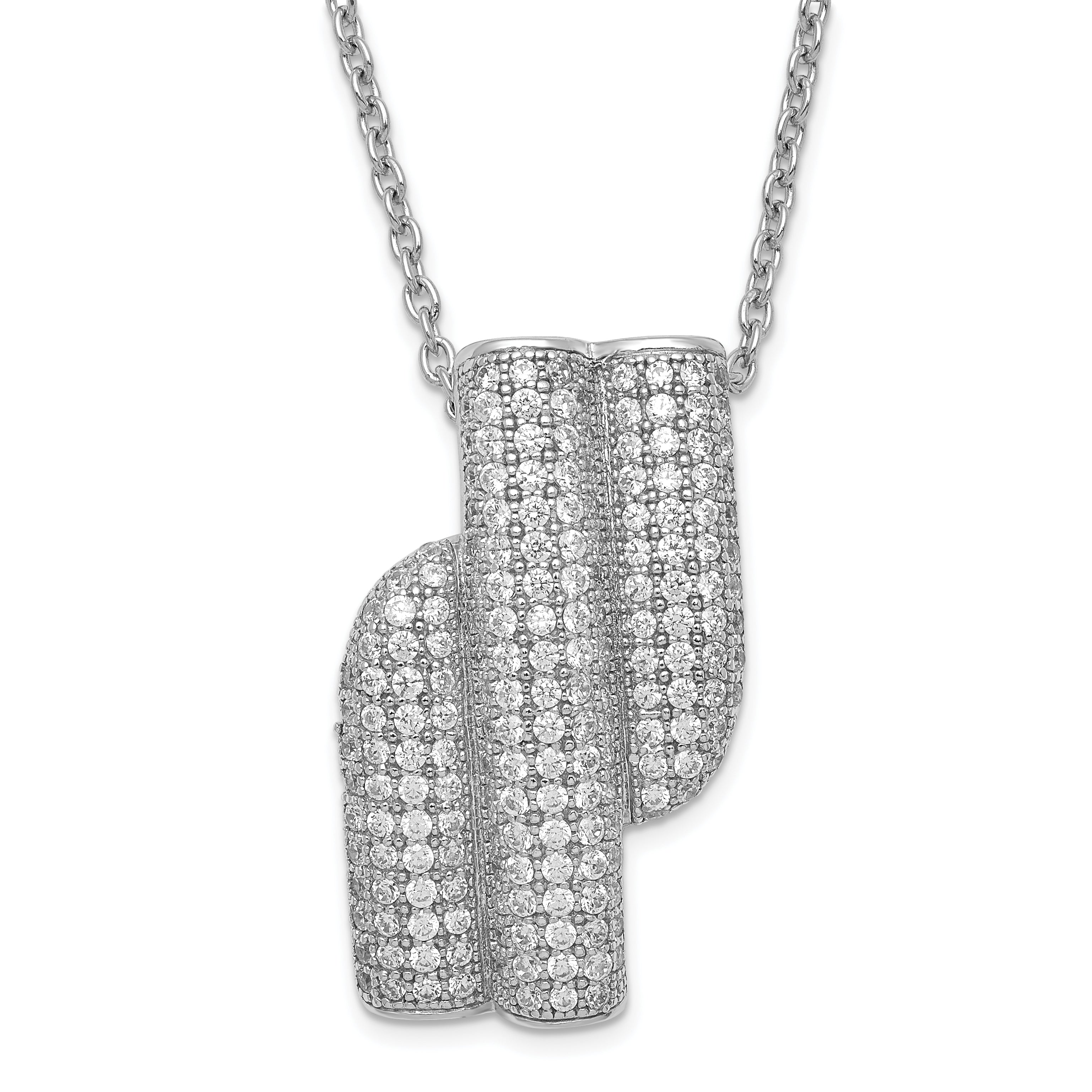 Sterling Silver & CZ Brilliant Embers w/ 2in ext Necklace