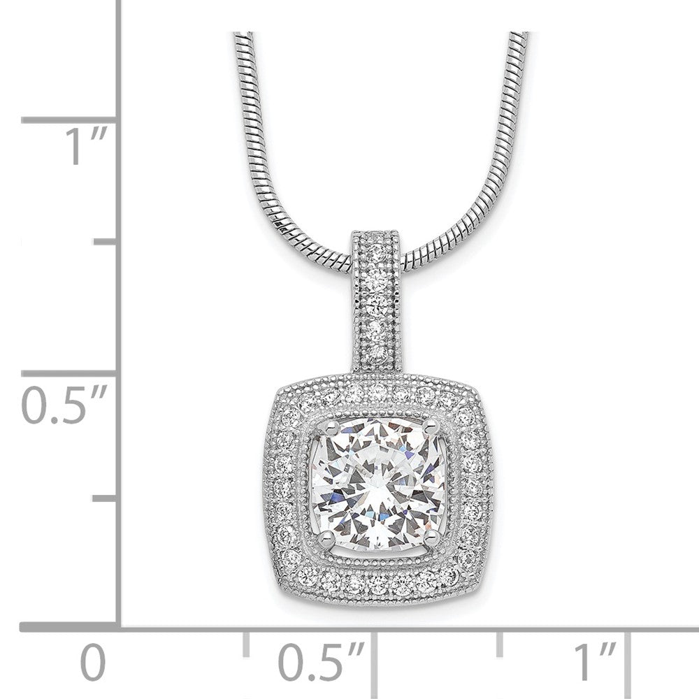 Brilliant Embers Sterling Silver Rhodium-plated 35 Stone 18 inch Micro PavÇ CZ Necklace with 2 Inch Extender